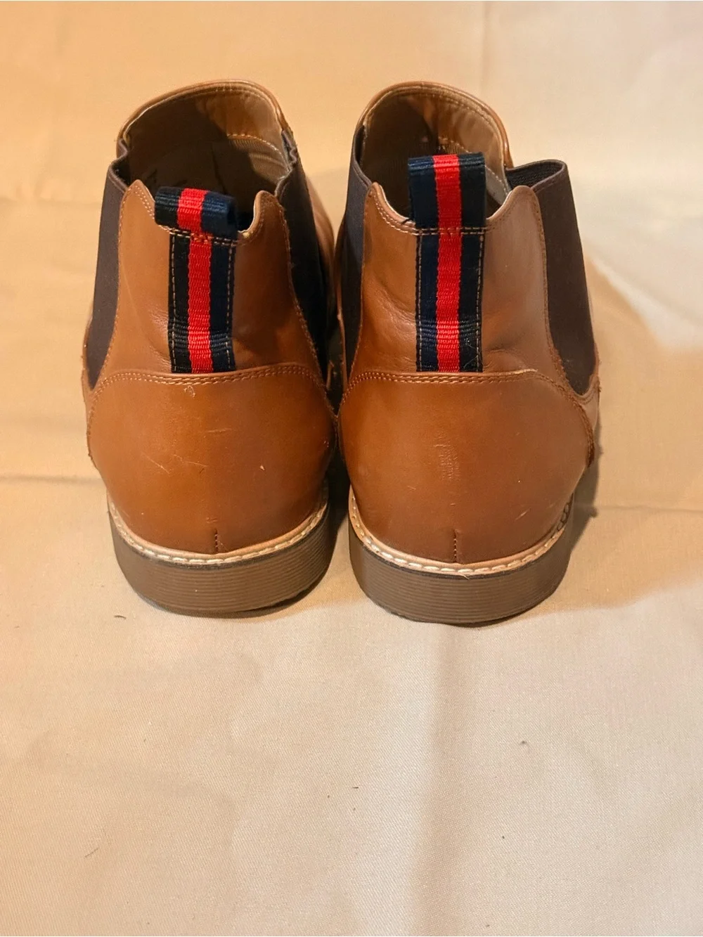 Steve Madden Tan Leather Chukka Boots with Black Elastic Panels